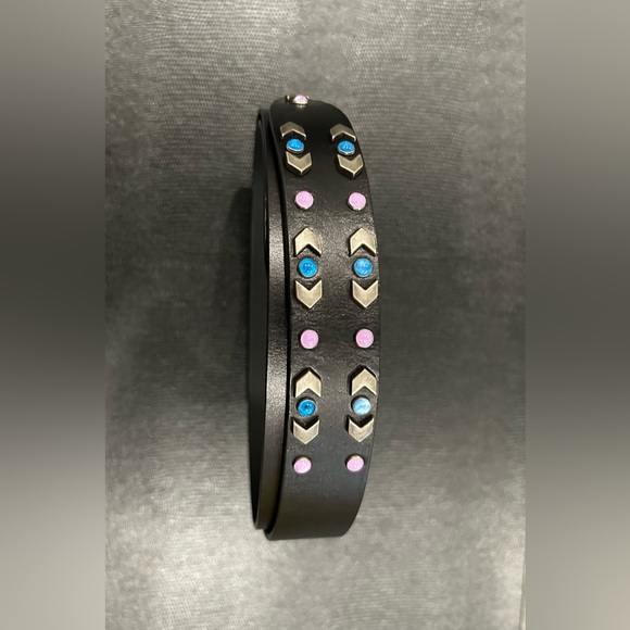 Isabel Marant Black Leather Studded Belt with Blue and Pink Accents main image 7